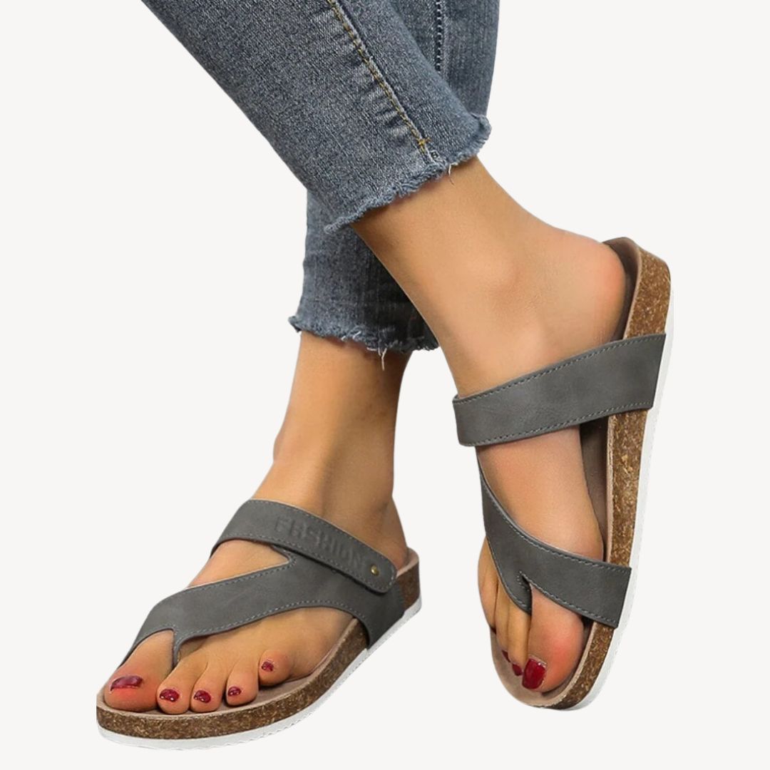 Womens Orthopedic Thong Sandals with Cork Footbed