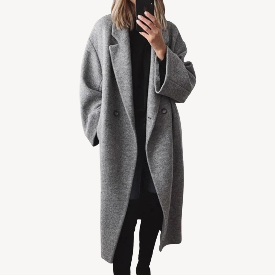 Womens Wool Blend Coat Double-Breasted Fit