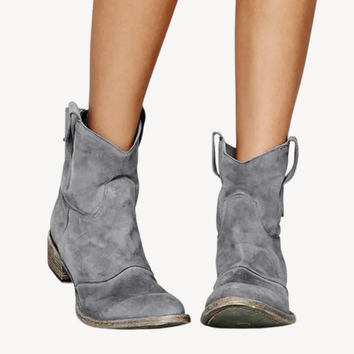 Womens Ankle Boots Faux Leather Western Style