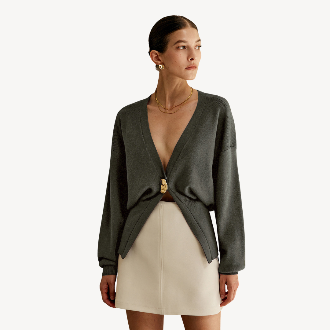 Womens Knit Cardigan Sweater V-Neck