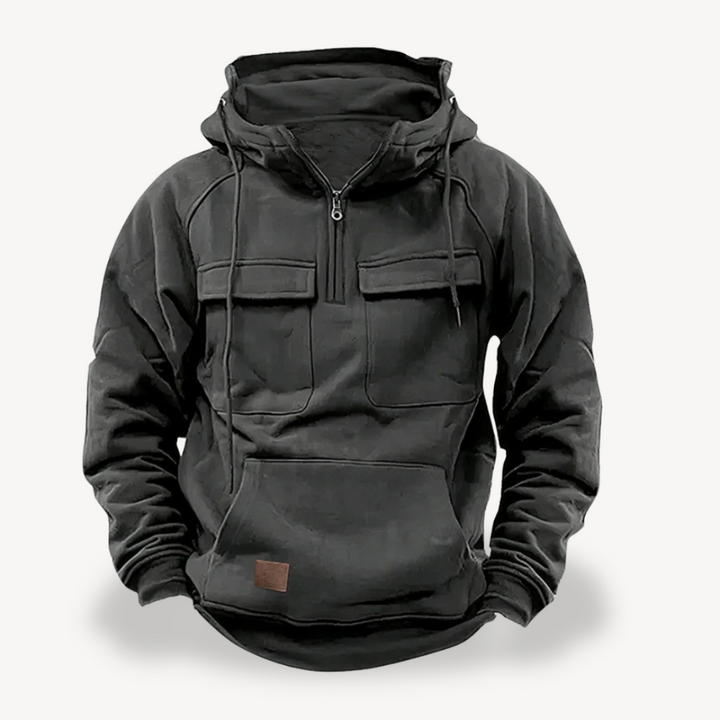 Mens Cargo Hoodie Fleece Material Relaxed Fit
