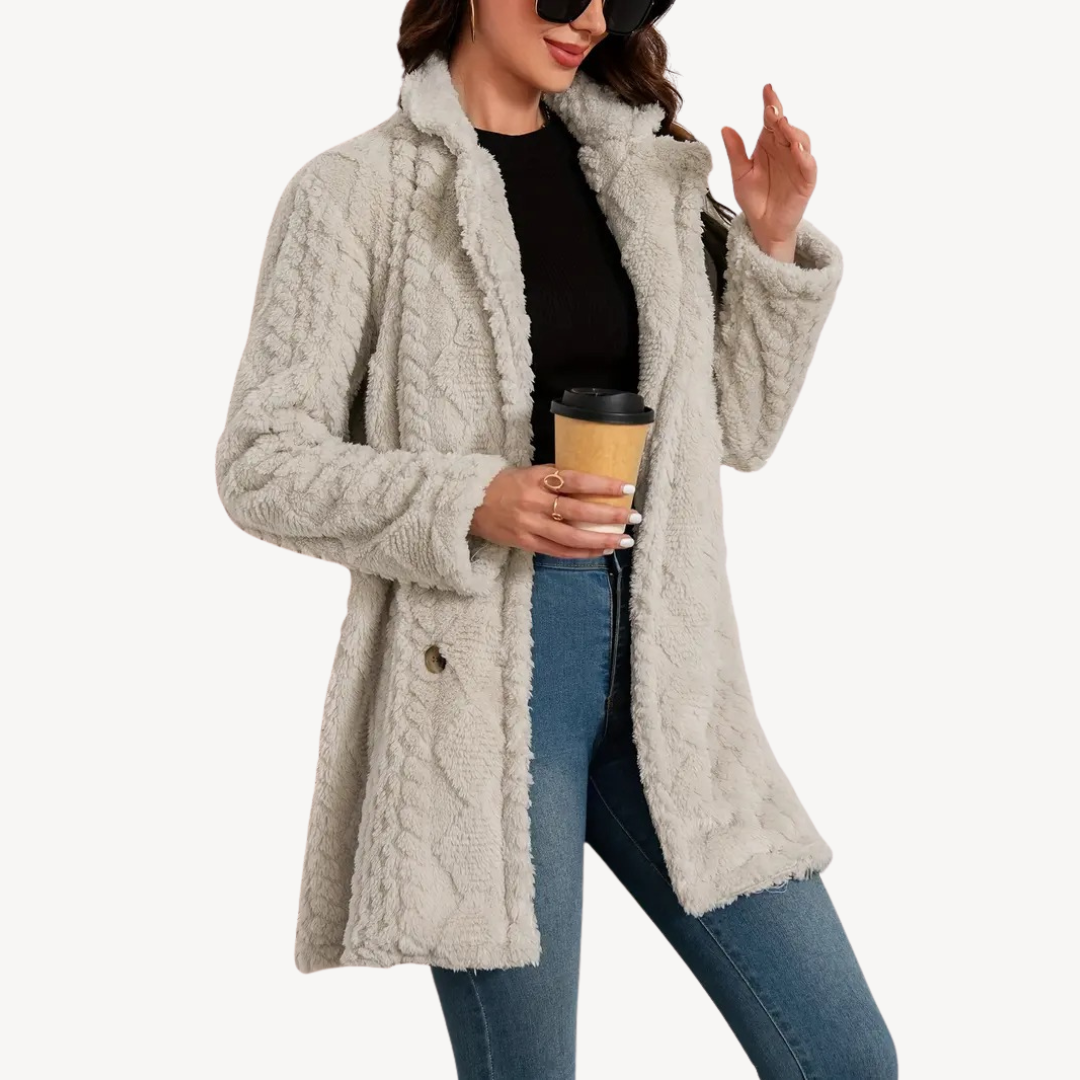 Womens Faux Fur Coat Double-Breasted Fit