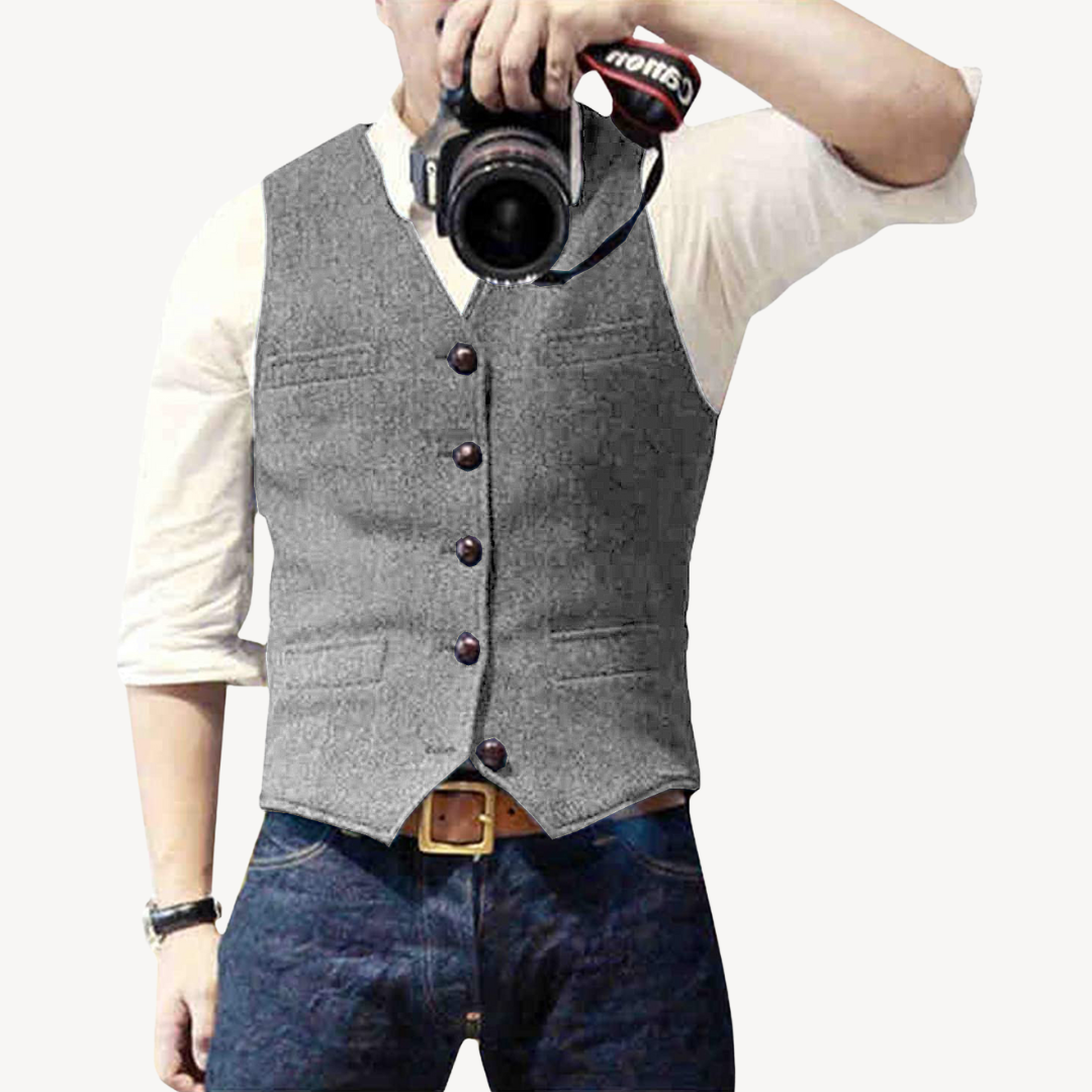 Mens Wool Vest Buttoned Front