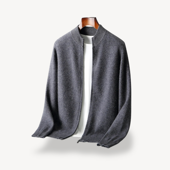 Mens Knit Cardigan with Zipper Closure