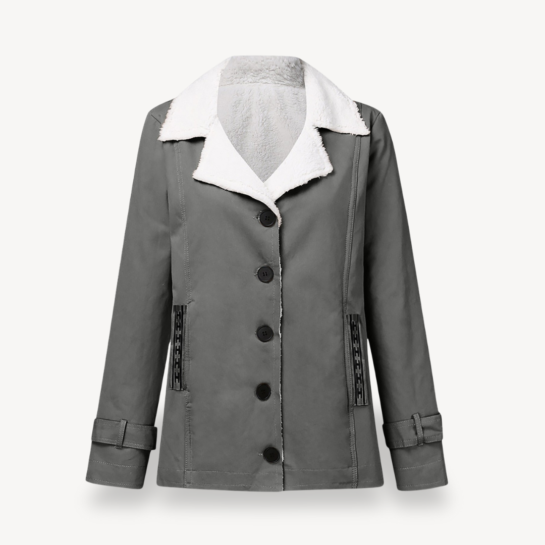 Womens Coat Fleece Lined Button Closure
