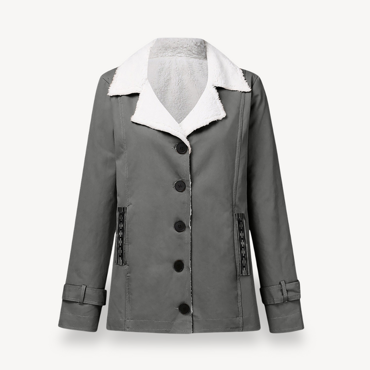 Womens Coat Fleece Lined Button Closure