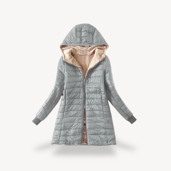 Womens Hooded Puffer Jacket Sherpa Lining Insulated