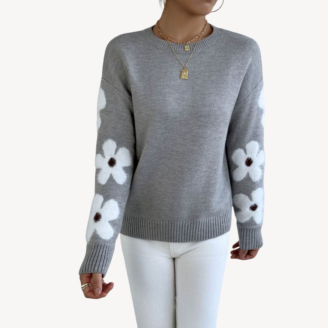 Womens Sweater with Floral Embroidery Regular Fit