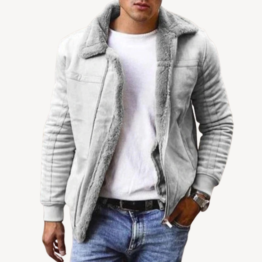 Mens Jacket Faux Shearling Relaxed Fit