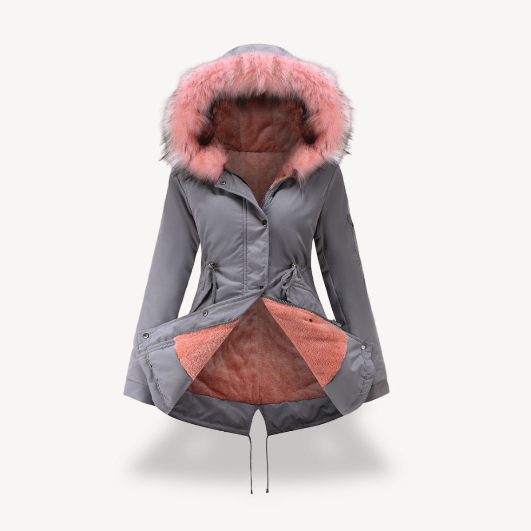 Womens Faux Fur Hooded Parka Jacket Relaxed Fit