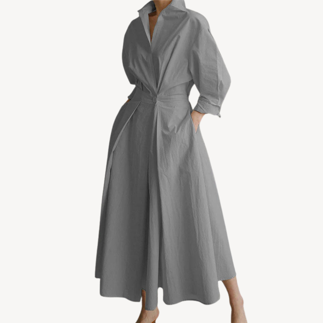 Womens Shirt Dress Cotton Linen Blend Relaxed Fit