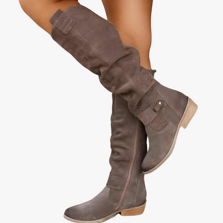 Womens Knee-High Boots Suede Slouchy Fit