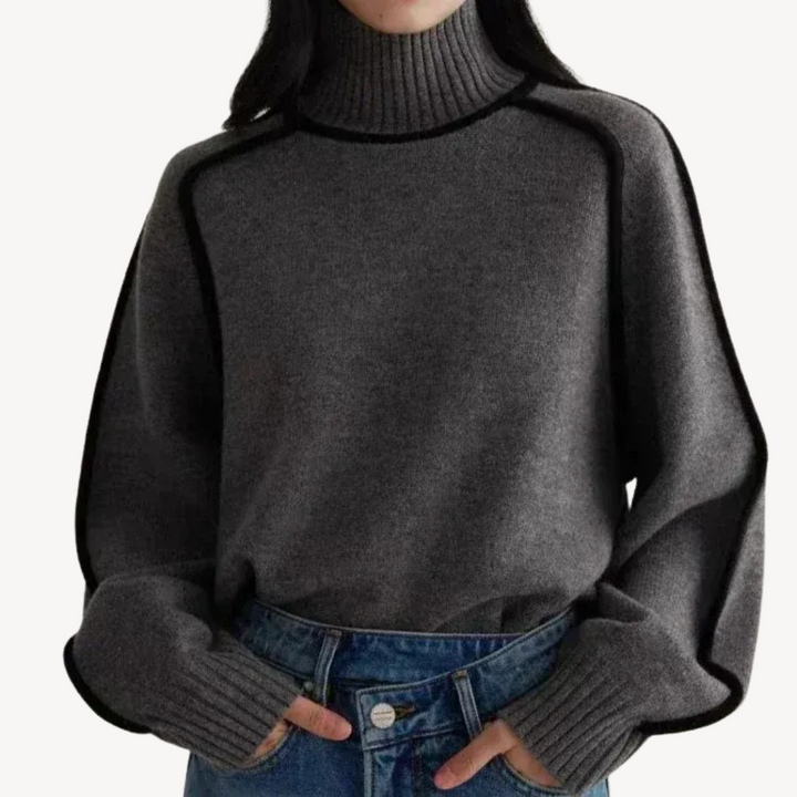 Womens Turtleneck Sweater Knit Patterned Slim Fit