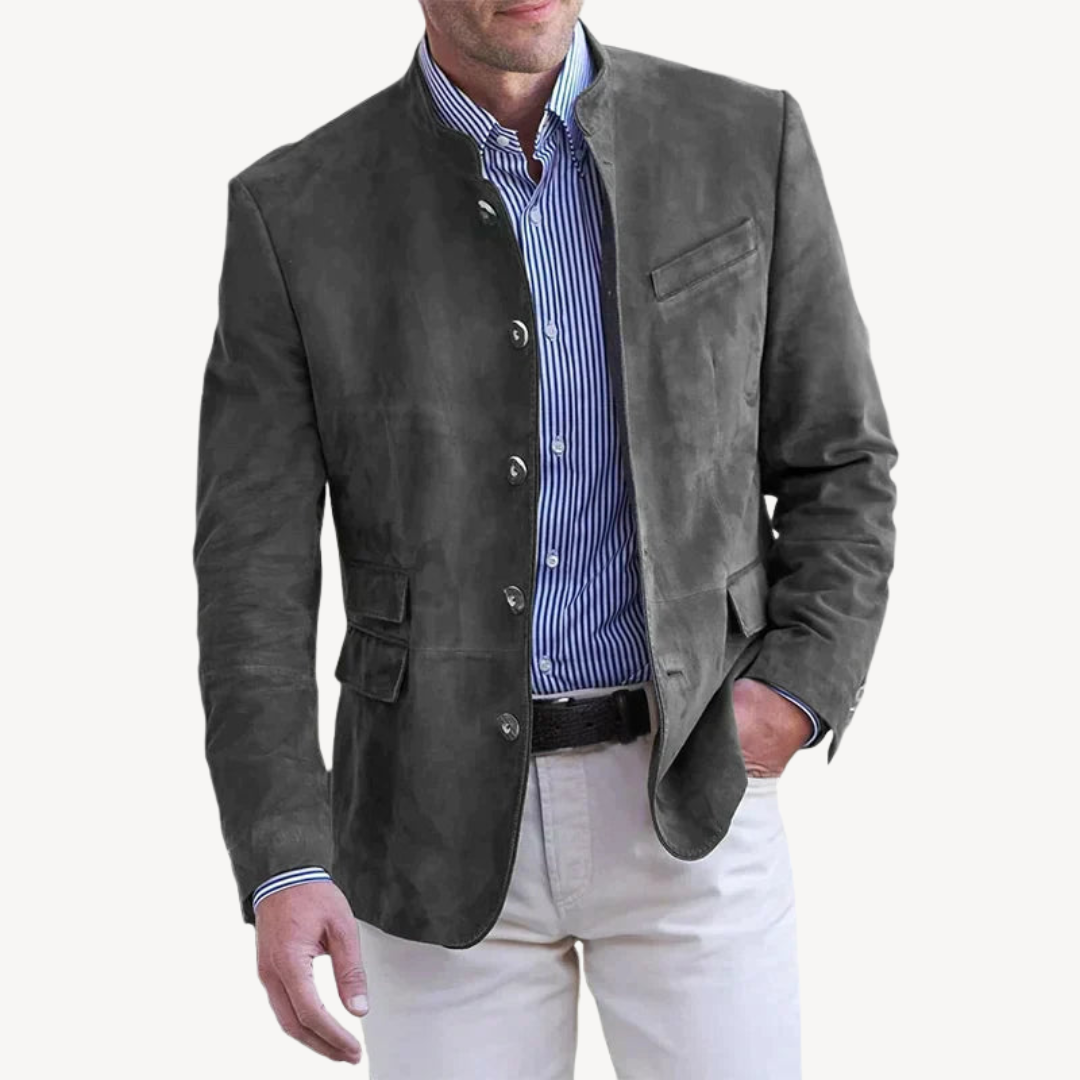 Mens Blazer Jacket Suede Material Regular Fit - BritishMode