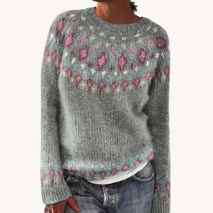 Womens Sweater with Embroidered Floral Design