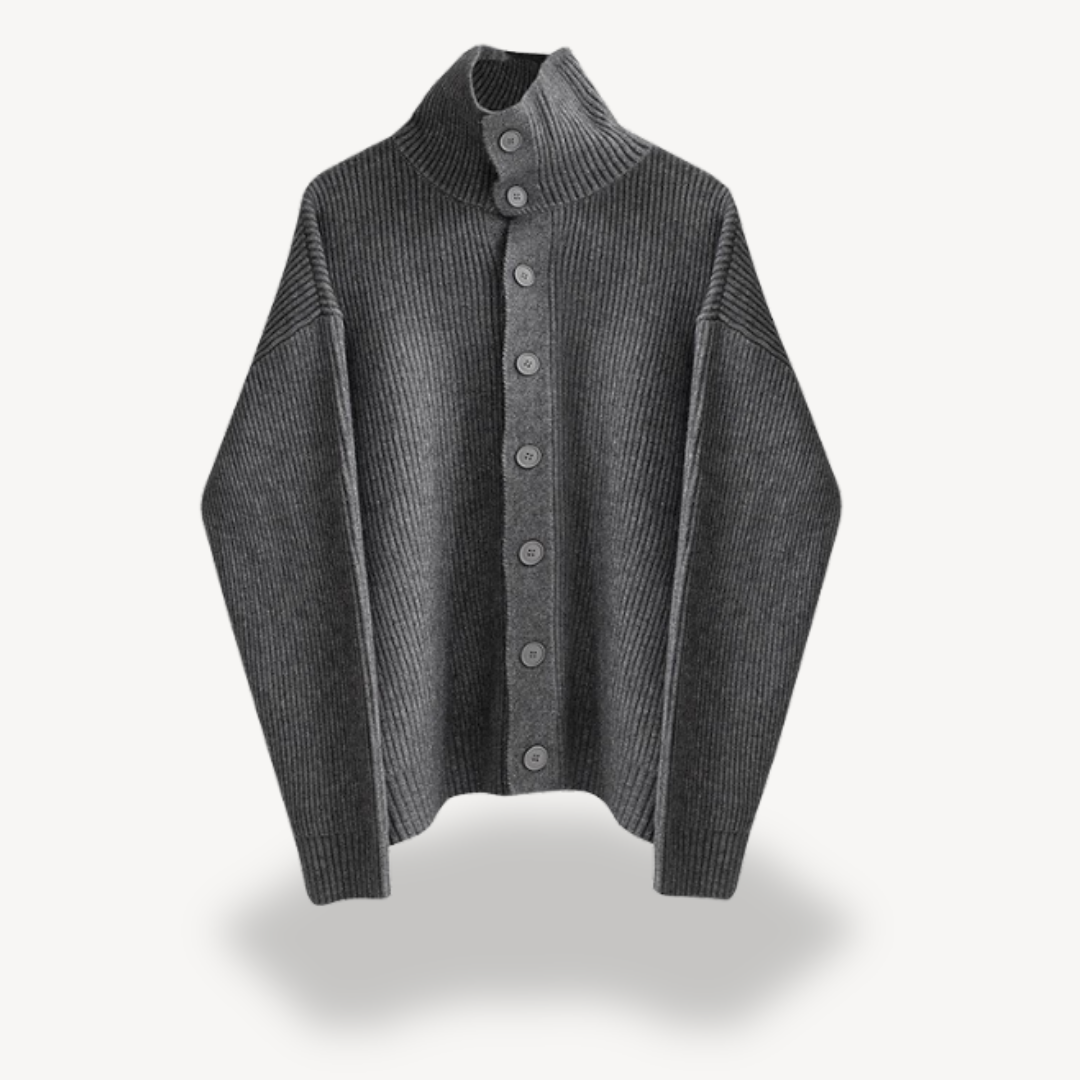 Mens Ribbed Knit Cardigan with Buttons
