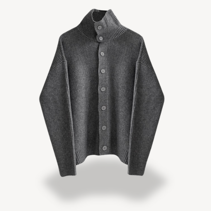 Mens Ribbed Knit Cardigan with Buttons