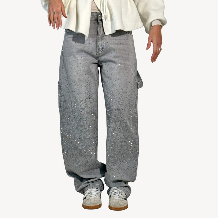 Womens Cargo Jeans Relaxed Fit Durable Cotton