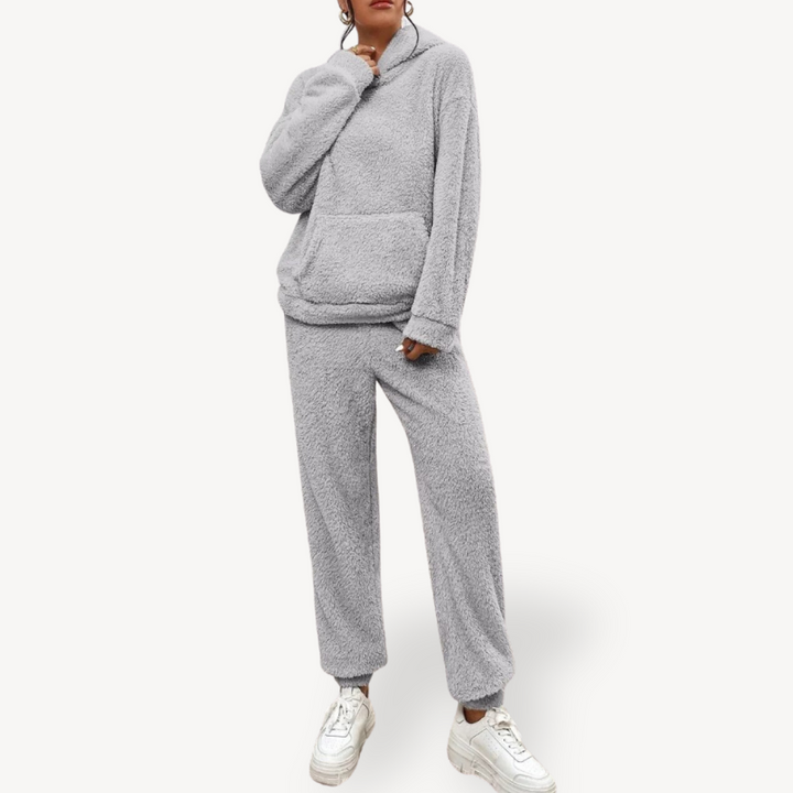 Womens Loungewear Set Plush Fleece Hoodie Relaxed Fit