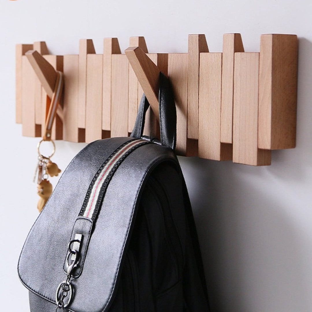 Wooden Wall Coat Rack Rustic Style