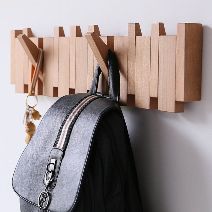 Wooden Wall Coat Rack Rustic Style