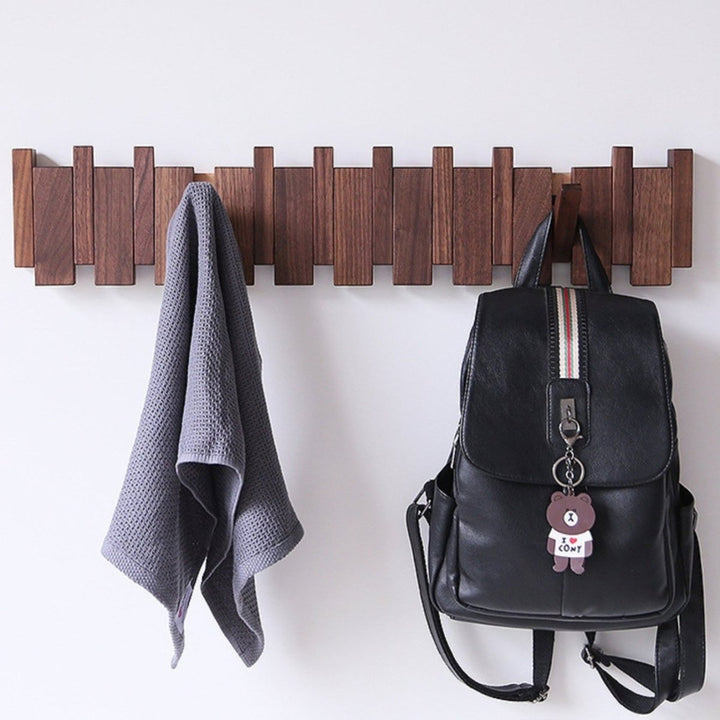 Rustic Wooden Coat Hook Rack Entryway Wall Mounted - BritishMode