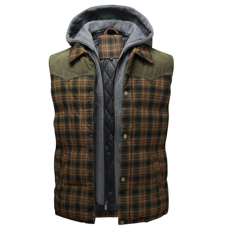 Mens Puffer Vest Quilted Hooded Warm
