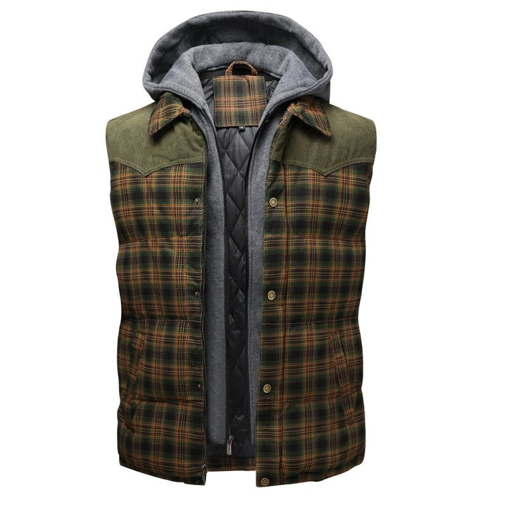 Mens Puffer Vest Quilted Hooded Warm