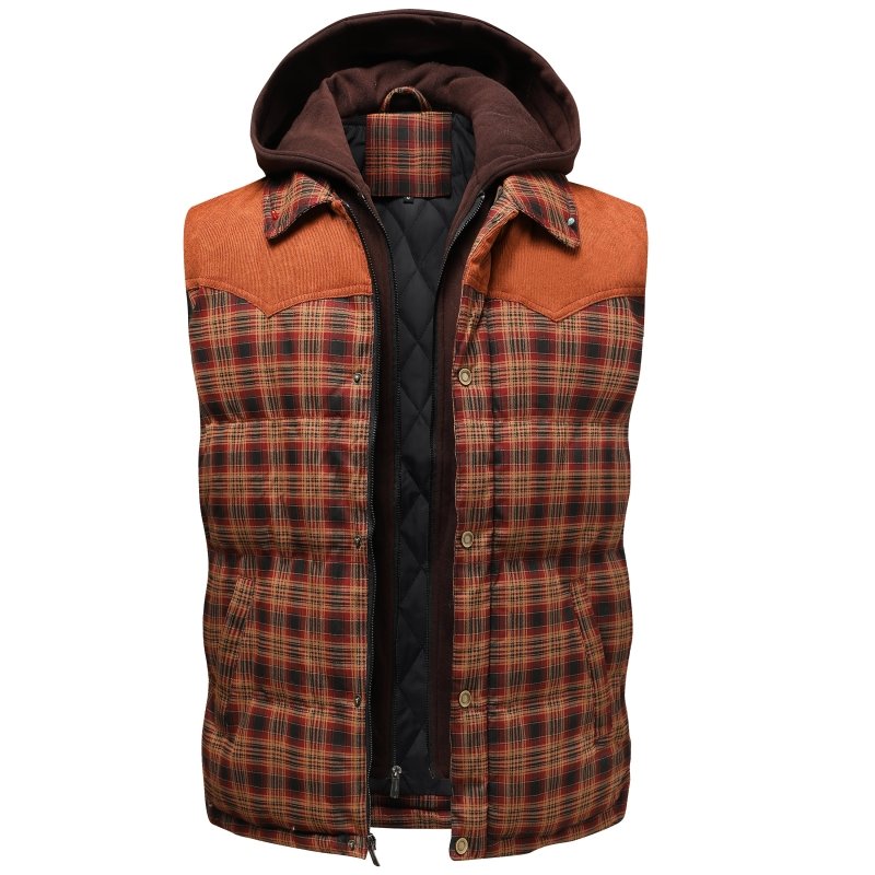 Mens Puffer Vest Quilted Hooded Warm