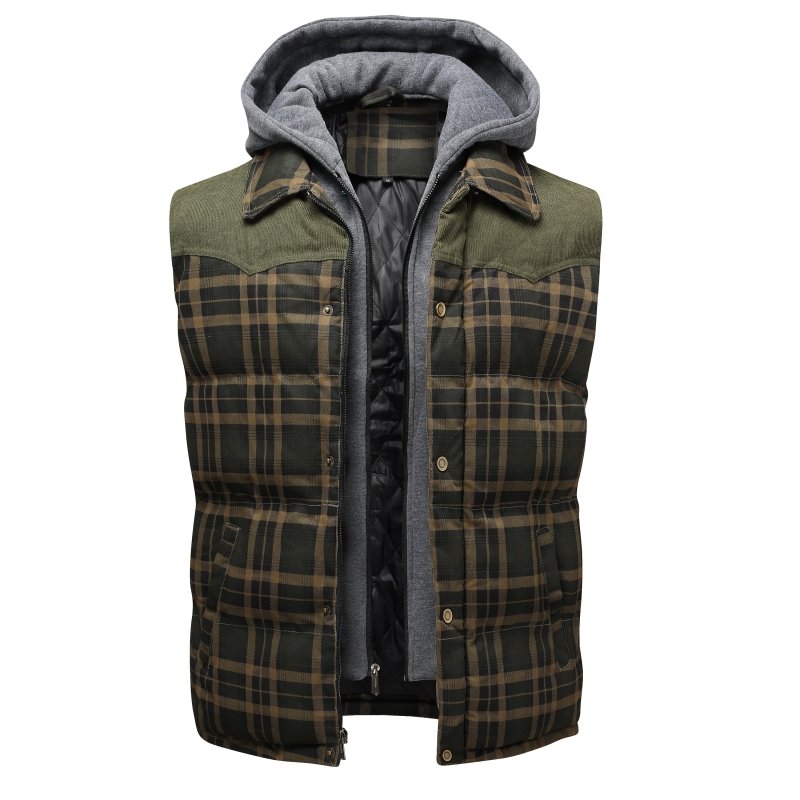 Mens Puffer Vest Quilted Hooded Warm