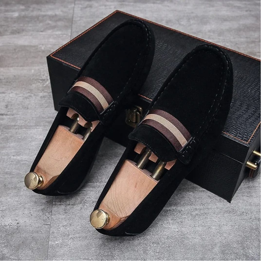 Mens Penny Loafers with Suede Upper - BritishMode