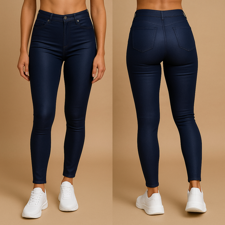 Womens High-Waisted Leather Pants Slim Fit