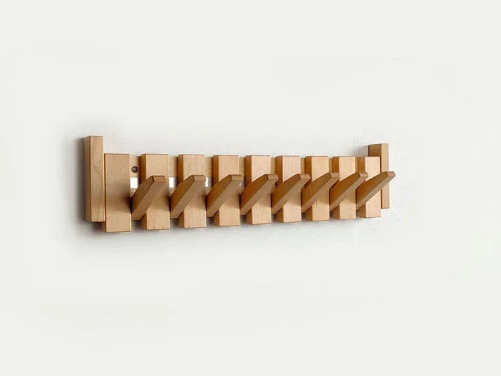 Wall-Mount Coat Rack Rustic Wood for Hats and Bags