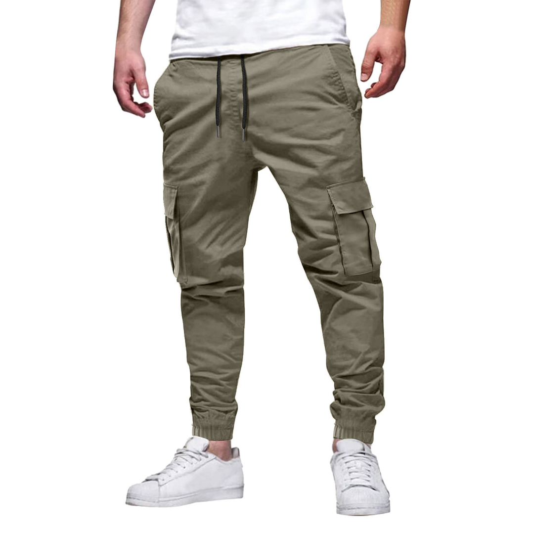 Mens Cargo Trousers Cotton Stretch Slim Fit