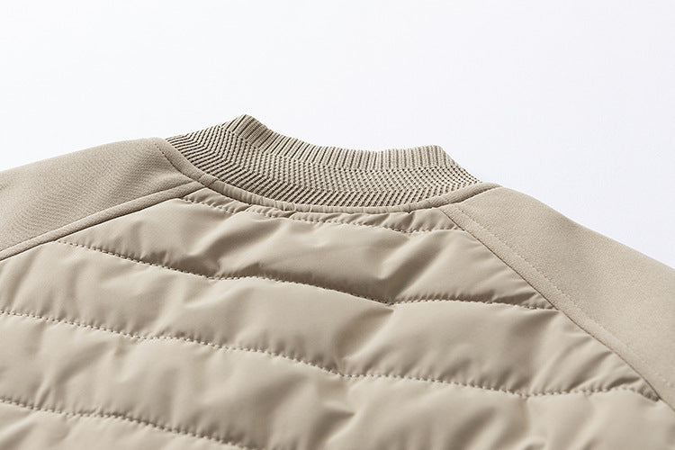 Mens Quilted Bomber Jacket Hybrid with Ribbed Sleeves