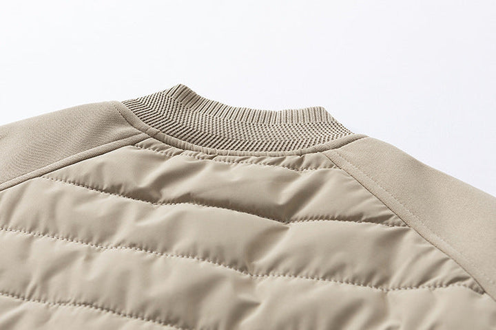 Mens Quilted Bomber Jacket Hybrid with Ribbed Sleeves