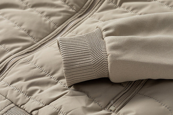 Mens Quilted Bomber Jacket Hybrid with Ribbed Sleeves