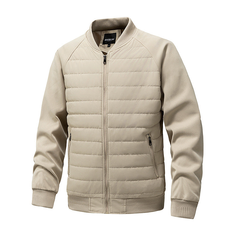 Mens Quilted Bomber Jacket Hybrid with Ribbed Sleeves - BritishMode