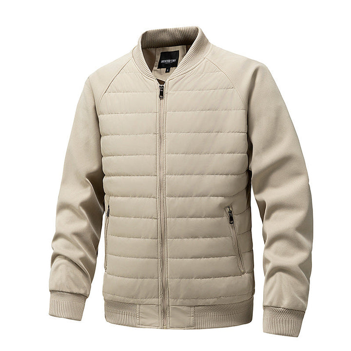 Mens Quilted Bomber Jacket Hybrid with Ribbed Sleeves - BritishMode