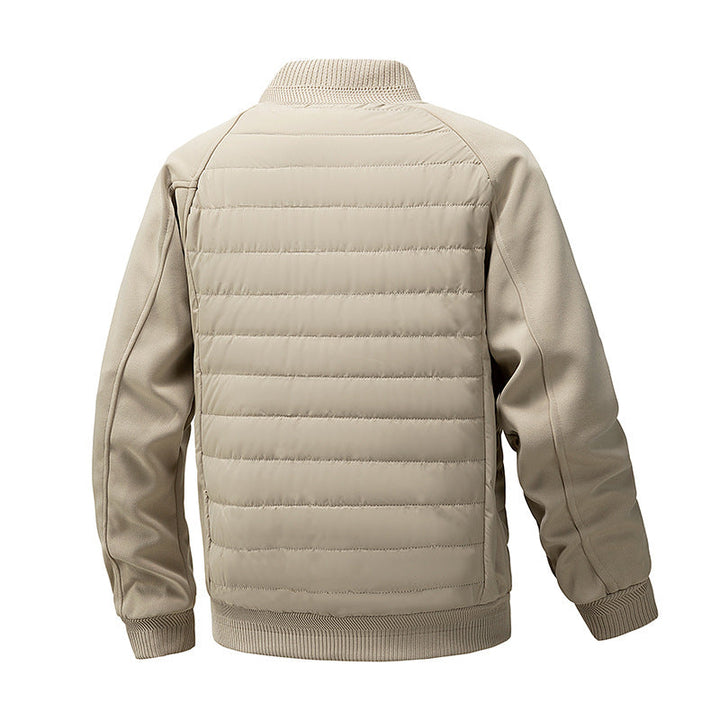 Mens Quilted Bomber Jacket Hybrid with Ribbed Sleeves