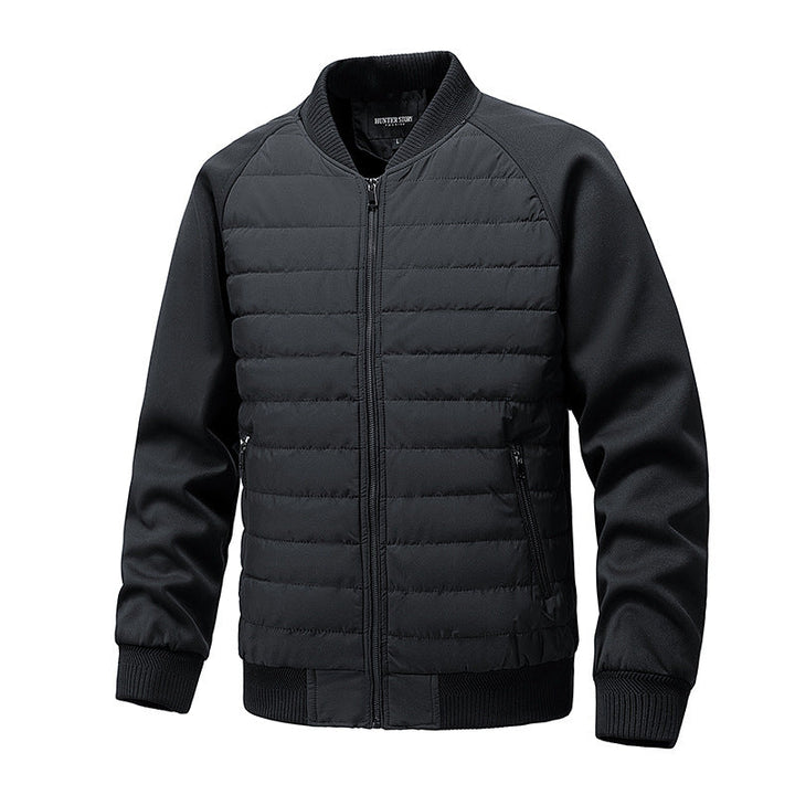 Mens Quilted Bomber Jacket Hybrid with Ribbed Sleeves