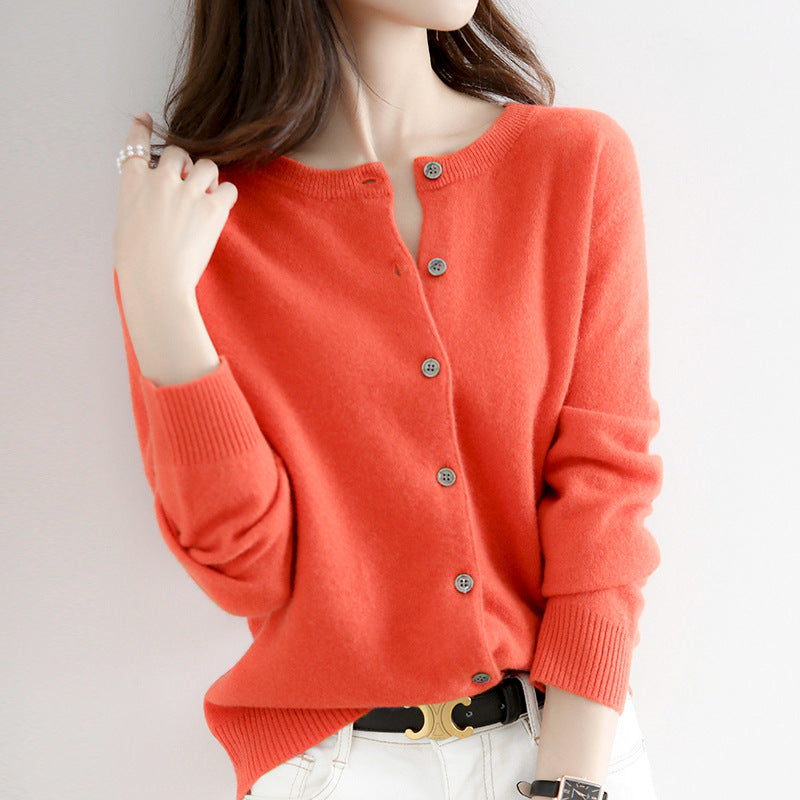 Womens Knit Cardigan Sweater Relaxed Fit