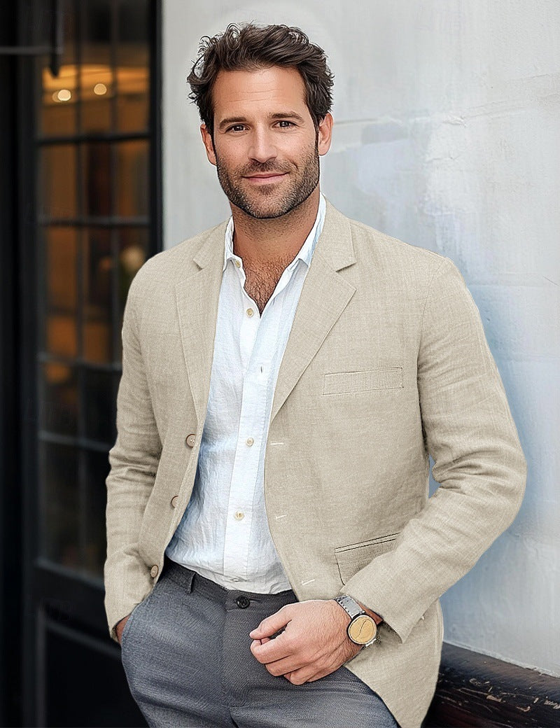 Mens Linen Blazer Lightweight Comfortable Summer Fit - BritishMode
