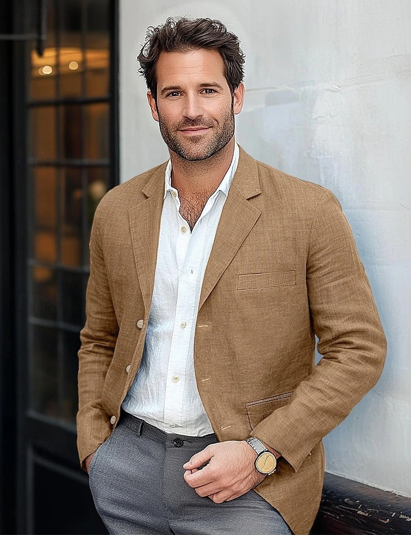 Mens Linen Blazer Lightweight Comfortable Summer Fit