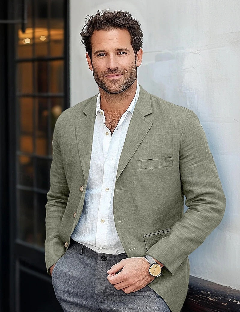 Mens Linen Blazer Lightweight Comfortable Summer Fit