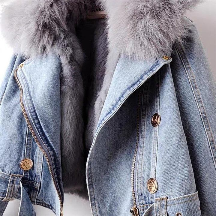 Womens Denim Jacket Faux Fur Lined Regular Fit