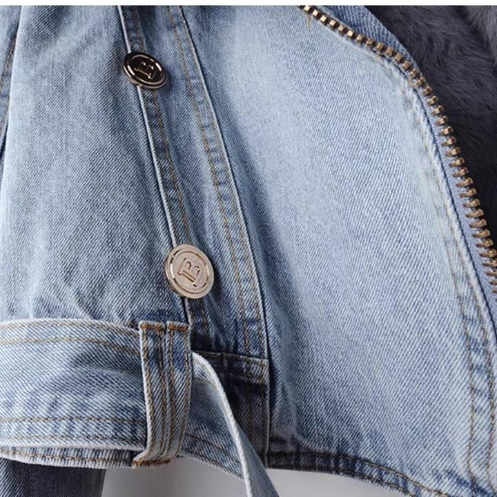 Womens Denim Jacket Faux Fur Lined Regular Fit