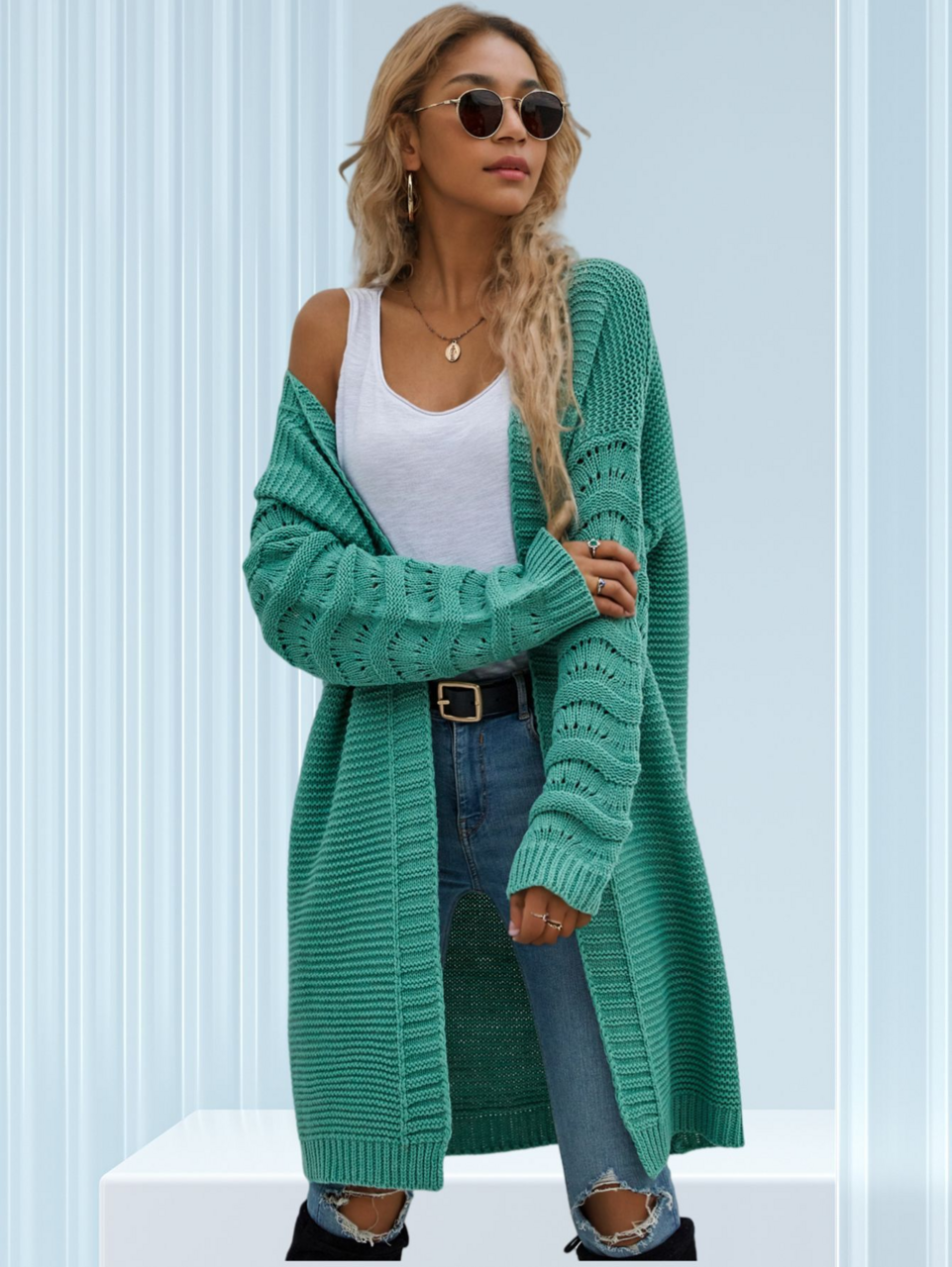 Womens Oversized Cardigan Sweater Open Front Cozy Fit