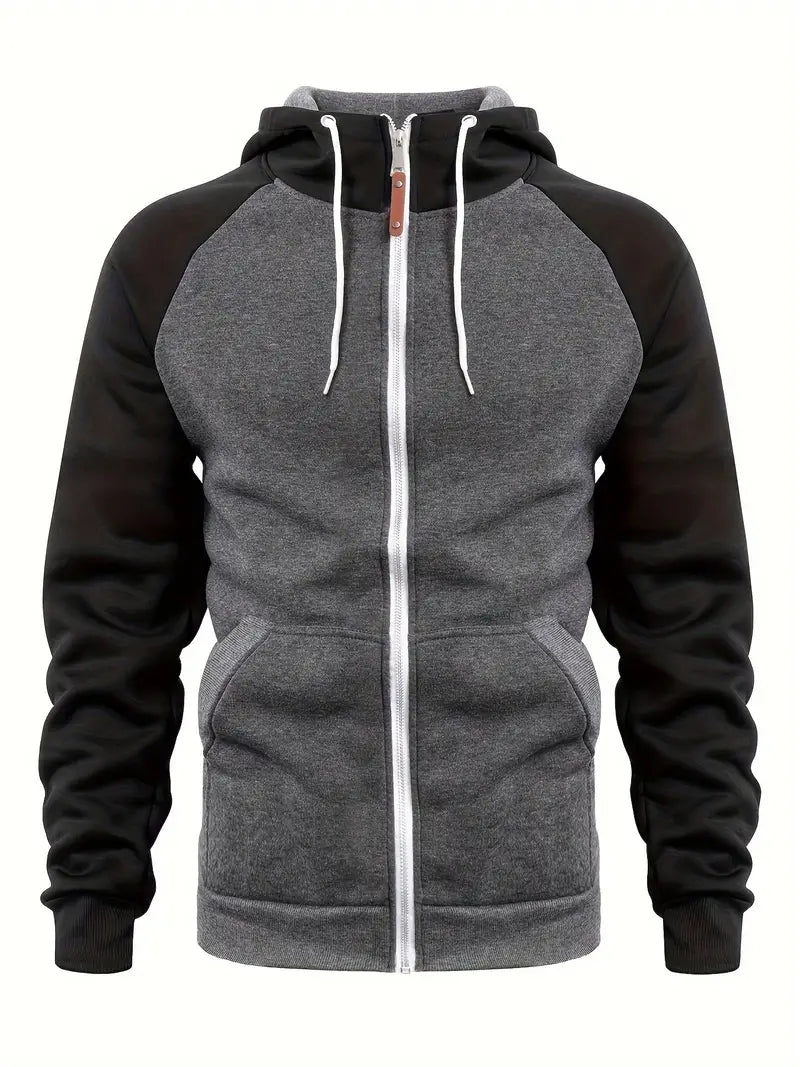 Mens Casual Full-Zip Hoodie Cotton Relaxed Fit