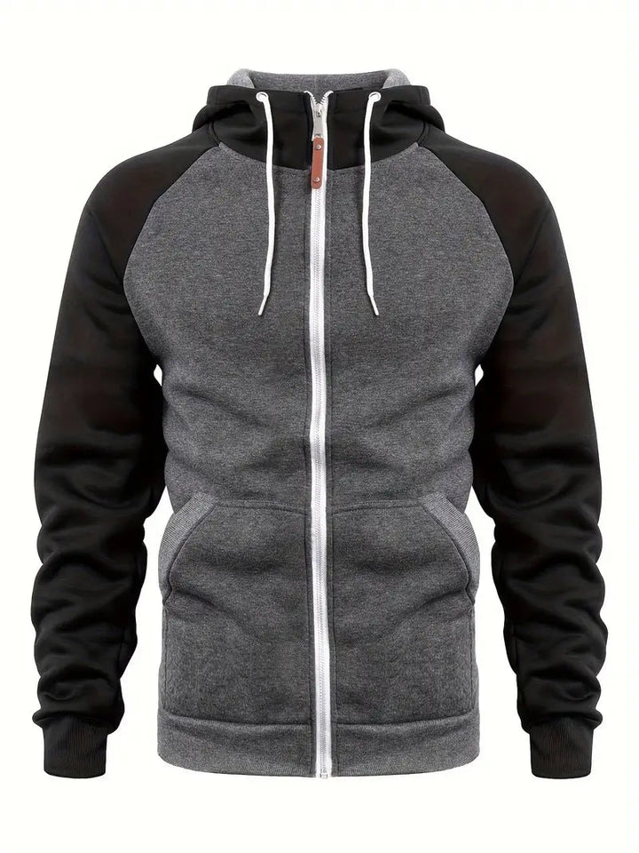 Mens Casual Full-Zip Hoodie Cotton Relaxed Fit